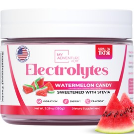 Watermelon Candy Electrolytes Powder – Sugar-Free Hydration Drink Mix with 623 mg Potassium – Clean Ingredients – Vegan, Keto & Paleo Friendly – Caffeine-Free Electrolyte Supplement (30 Servings)