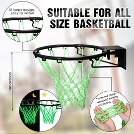Jenaai 3 Pcs Glow in The Dark Basketball Set, Includes Size 7 Glowing Basketball Light up Nightlight Net with Pump for Hoop Luminous Sports Gift for Kids Adults Night Basketball Game