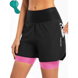 qualidyne Women's Mountain Bike Shorts 4D Padded Cycling Shorts Biking MTB Bicycle Shorts for Women Zipper Pockets