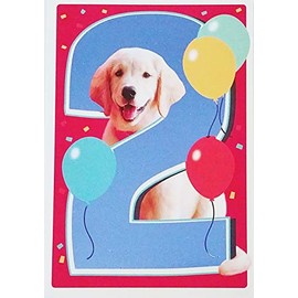 Greeting Card Happy 2nd Birthday with Golden Labrador Retriever Dog - Two Years Old