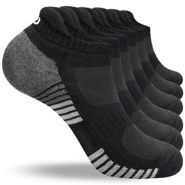 coskefy Running Socks Thick Cushion Ankle Trainer Socks for Men Women Cotton Sports (6 Pairs)