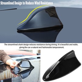 Shark Fin Antenna Cover for Car, Car Top Roof Aerial Base with Adhesive Tape Shark Fin Shape Cover Fits for Most Sedan, SUV, Van, Shark car Accessories Fashion Sense (Black)
