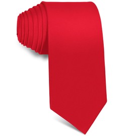 BFGLLY 3.15" Men Ties, Solid Color Tie Satin Neck Tie Pure Color for Men Wedding Classic Formal Business Necktie - Red