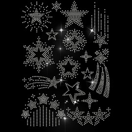MAYJOYDIY Iron-On Stars Rhinestone Heat Transfer Sticker Shooting Star Groups Transparent Bling DIY Patch Repair Hotfix Applique for T Shirt Hat Jacket Clothing DIY Accessory