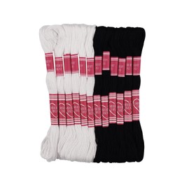 Friendship Bracelet String 12 Skeins, Embroidery Floss Cross Stitch Embroidery Thread Floss Bracelet Making Yarn, Craft Floss (Black and White)