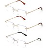 V.W.E. 3 Pairs Slim Rimless lightweight metal anti blue light