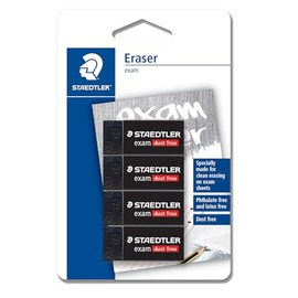 Staedtler Exam Black Erasers [Pack of 4] - Dust Free Eraser, Phthalate and Latex Free (43x19x13mm)