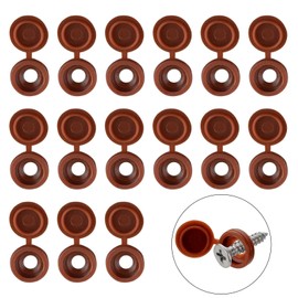 INCREWAY Screw Cover Caps, 100 Pcs Plastic Screw Caps Fold Washer Flip Tops Hinged Decorative Cover with Organized Box (Reddish Brown)