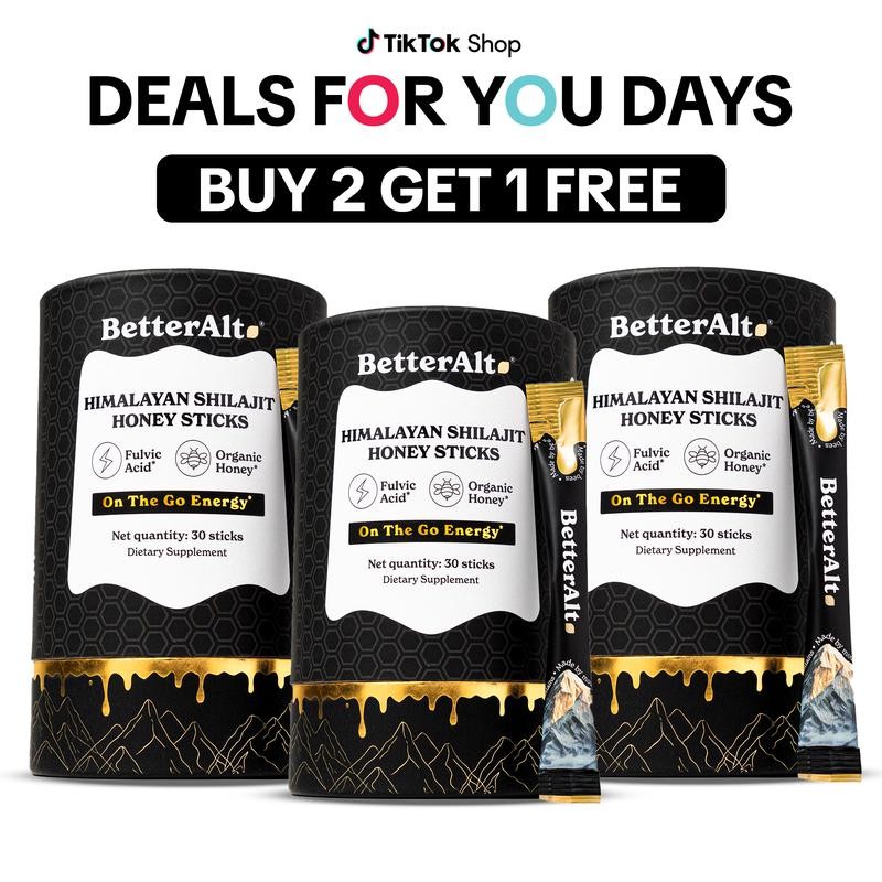 B2G1 of BetterAlt GOLD+ Shilajit Honey Sticks | Caramel, Cinnamon