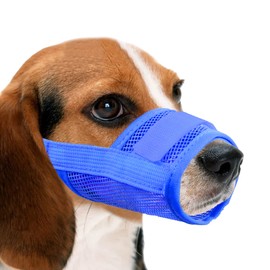 YAODHAOD Dog Muzzle, Nylon Mesh, Breathable and Comfortable, Quick-Fit Dog Mouth with Adjustable Straps, Prevents Biting, Chewing and Barking (L, Blue)