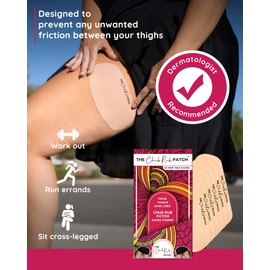 The Chub Rub Patch for Thighs (AS SEEN ON SHARK TANK), Anti Chafe Thigh Chafing Prevention Friction Tape Patches, Anti Chafing Skin Tape for Inner Thigh Rubbing Prevention Women (3 Pairs), Ivory