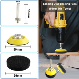 Wanmutrun 50MM Sanding Disc Backing Pads Hook and Loop 4pcs 6MM Connecting Rod and Soft Foam Layer Buffering Pads