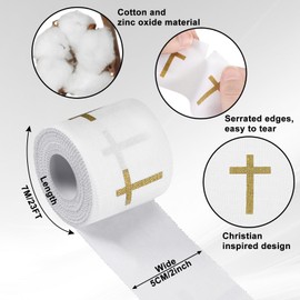 Geiserailie Christian Athletic Tape with Cross 2IN X 23FT Religious Cotton Sport Tape Wrist Ankle Tape for Sports Tennis Gymnastics Trainers Boxing Athlete First Aid Injury Wrap (Gold)