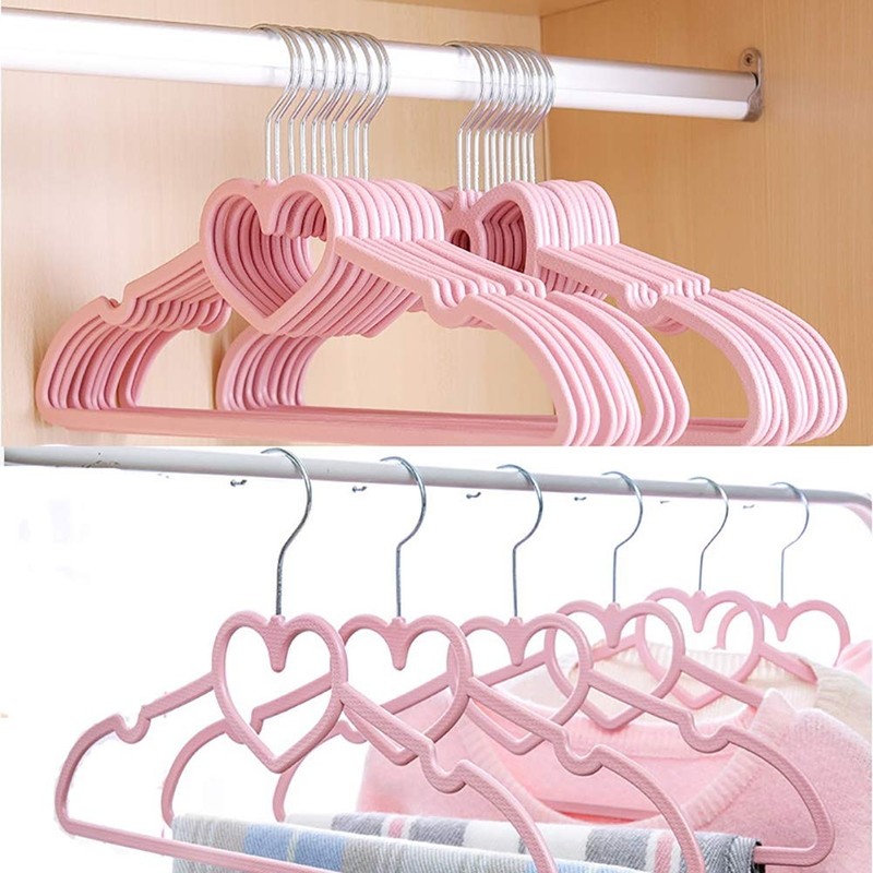 No-Slip Velvet Plastic Hangers,Pink(20Pack) for Coat Jackets, Pants, and Dress