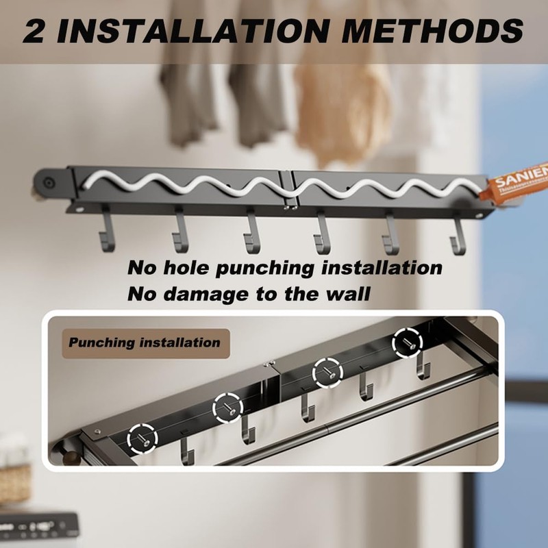 lomonmen Clothes Airer Wall Mounting, 70 cm Wall Dryer, Extendable,