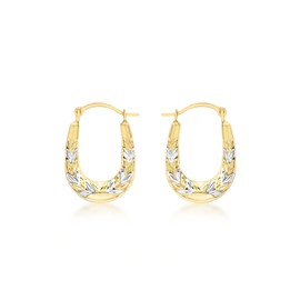 Carissima Gold Women's 9ct 2 Colour Gold Patterned Creole Earrings