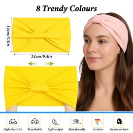 Laveroar 8-Pack Wide Headbands for Women – Soft Fabric, Breathable & Stylish Design – Retro Wide Headbands for Women for Yoga, Makeup, Sports & Daily Wear