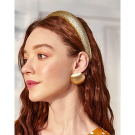 Gold Headbands for Women, Glitter Padded Headbands Fashion Hairbands Trendy Sparkly Gold Headpiece Hair Accessories for Women Girls