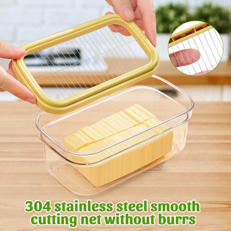 ShineMe Butter Slicer Cutter, Airtight Plastic Butter Dish with Lid,