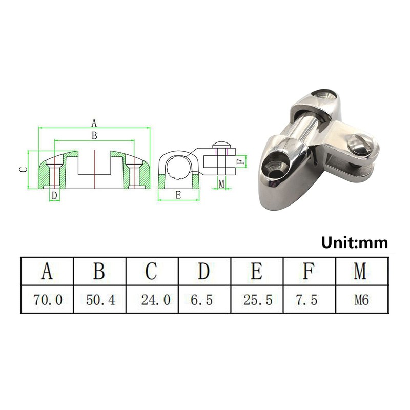 Zerniple Swivel Deck Hinge 316 Stainless Steel Boat Side Mount