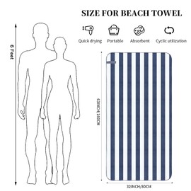 Runmeihe Beach Towel, 63"x32" Double Sided Microfiber Beach Towel for Adult, Lightweight Extra Large Quick Drying Towel for Swimming Sports Beach Gym