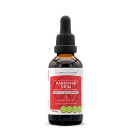Secrets of the Tribe Varicose Vein Alcohol Extract, High-Potency Herbal Drops, Tincture Made from Butcher's Broom, Horse Chestnut, Bilberry, Cayenne, Gotu Kola, Grape. Healthy Legs Support 2 oz