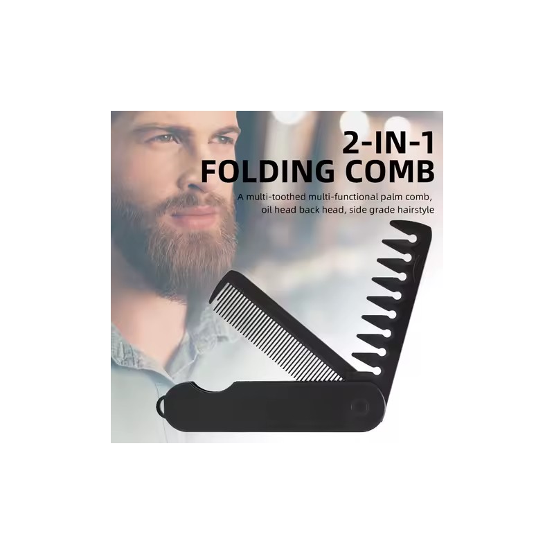 3-in-1 Folding Pocket Comb for Men Portable Wide Tooth Barber