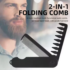 3-in-1 Folding Pocket Comb for Men Portable Wide Tooth Barber Hair & Beard Styling Comb Travel Grooming Tool