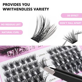 Cluster Lashes Individual Cluster Eyelashes Mega Volume DIY Eyelash Extensions False Eyelashes Soft Fluffy 60pcs (10-16mm Mixed)
