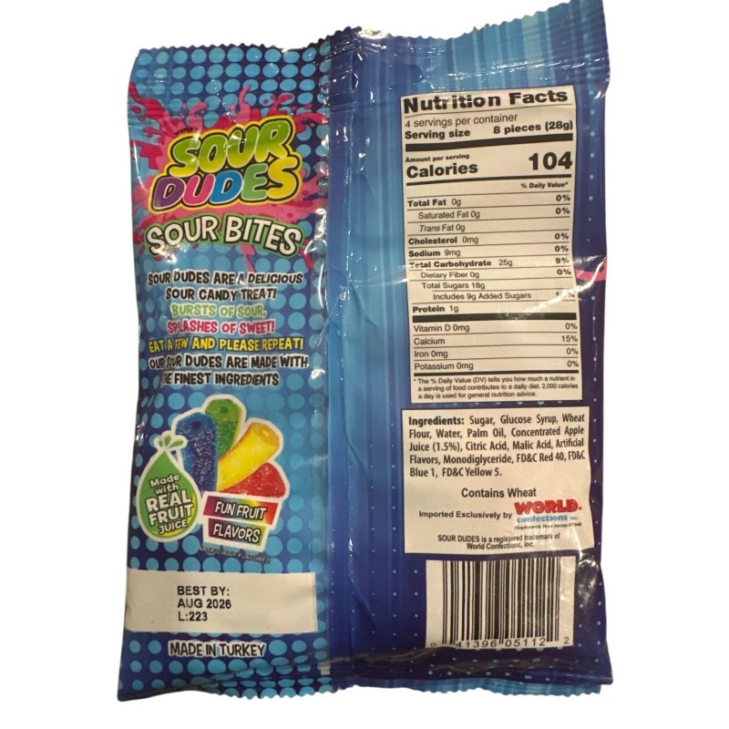 Sour Dudes Sour Bites Chewy Candy Fun Fruit Flavors 4