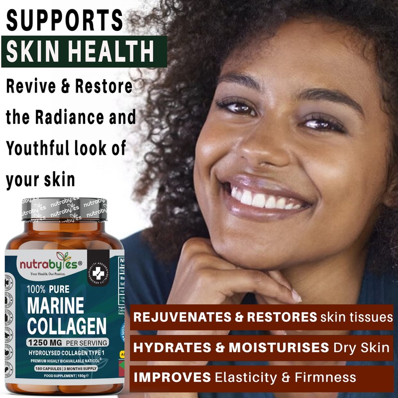 Pure Marine Collagen Capsules - 1250mg High Strength Collagen Supplement