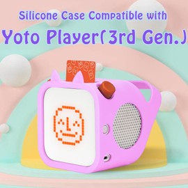 YouKnow Silicone Case Compatible with Yoto Player (3rd Gen.) – Kids Bluetooth Audio Speaker, Heavy Silicone Skin Cover with Easy-to-Carry Handle (Pink)