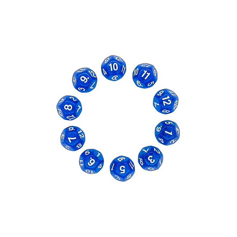 D12 Dice, 10 pcs Polyhedral Dices Set Clear 12 Sided