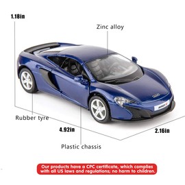 TGRCM-CZ 1/36 Scale McLaren 650S Casting Car Model, Zinc Alloy Toy Car for Kids, Pull Back Vehicles Toy Car for Toddlers Kids Boys Girls Gift (Blue)