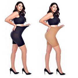 90 Denier Anti-Chafing Shorts (Pack of 2), 2-Pack Black/Nude