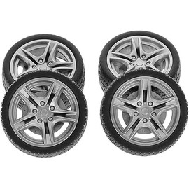4Pcs Tires,Simulation Rubber Wheel Tire Wheel Toy Model DIY RC Spare Parts Easy Installation Small in Size,Wheel Sets,Remote and App Controlled Vehicles and Parts,Wheels and Tires（Black 48mm）