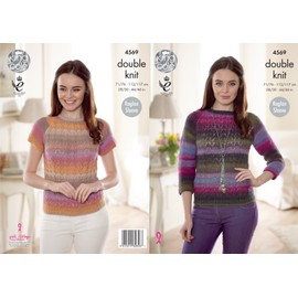 King Cole 4569 Knitting Pattern Womens Raglan Sleeve Sweaters in King Cole Sprite DK