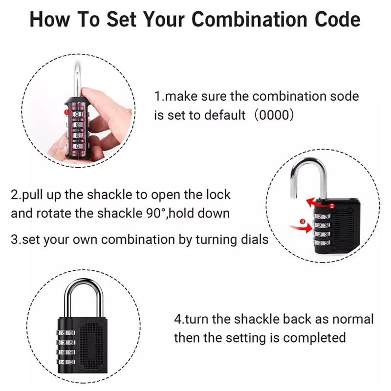 AIMALL 2PCS 4 Digit Combination Lock Key Security Padlock Anti