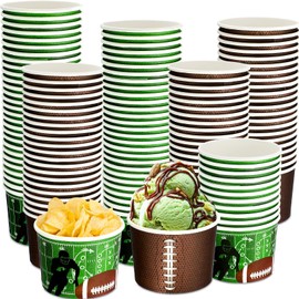 Mimorou 120 Pcs Football Party Supplies Football Bowls 9 oz Paper Bowls for Snack Chili Soup Chip Serving Bowl Disposable Paper Cups for Family Dinner Tailgate Parties Sports Event, 2 Styles