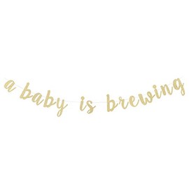 A Baby is Brewing Banner - Guirnalda de papel para fiestas, color dorado