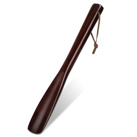 NINEMAX Schuhlöffel Holz Kurz 25cm - Schuhanzieher aus Holz Klein Schuhlöffel Holz Stabil Schuhanzieher aus Holz Mit Hängendem Seil für Männer Frauen Kinder(Rotholz)