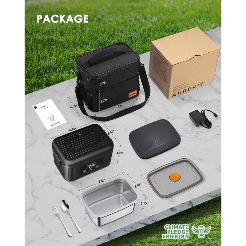 Aurevit Cordless Electric Lunch Box for Adults, 1.4L Heated Lunch