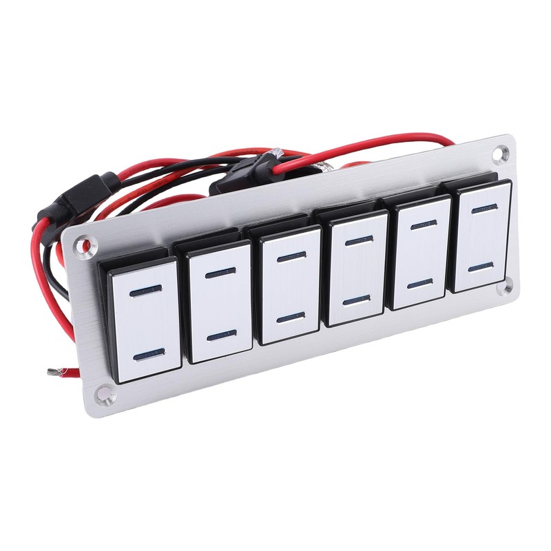Banapoy 6 Gang Rocker Switch Panel, DC 12 24V Blue