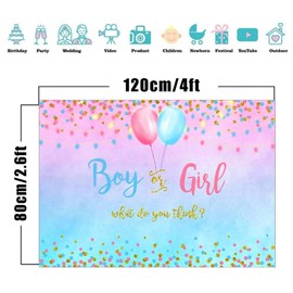 Bymivofun Gender Reveal Backdrop Banner, Boy or Girl Gender Reveal Backdrop Banner, Vinyl Professional Photography Backdrop, for Gender Reveal Party, Baby Showers (4 x 2.7 ft)
