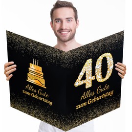 Yibat Birthday Card 40 Large Happy Birthday Greeting Card Birthday Greeting Card Guest Book Guest Poster for Men Women Birthday Party Decoration