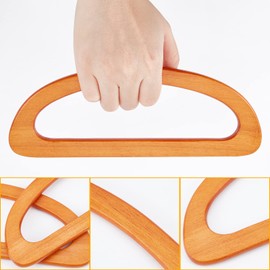 WADORN 2pcs Wooden Bag Handles for Bag Making, Wooden D Shape Handbag Handle Replacement Wood Purse Handle DIY Handmade Bag Handle for Crochet Bag Straw Bag Beach Bag,23.5x8.8 cm, Brown