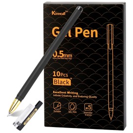 Kinnkall 0.5mm Black Gel Pens, Fine Point Smooth Writing - Pack of 10 Bulk Ink, Rollerball Fine Tip Pens for Office School Archival Supplies