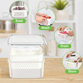 TBMax Fruit Storage Containers for Fridge, 6 Pcs Produce Saver Containers with Colander for Rinsing, Berry Containers Lettuce Keeper Refrigerator Organizers Airtight Food Storage Container with Lid