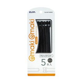 ELPA TUH-MT150(BK) Magic Band, Cable Tie, Total Length: 5.9 inches (151 mm), Width: 0.6 inches (14 mm), Black