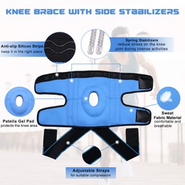 MUSEFITR Knee Brace with Side Stabilizers for Men or Women, Patella Knee Support for Meniscus Tear Arthritis, Support Wrap for Sports Weightlifting Workout Fitness Running, Small